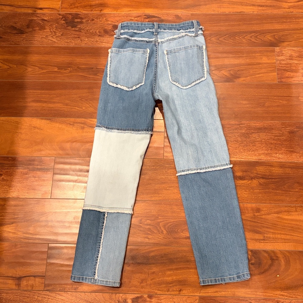 Wild Fable Highest Rise Slim Straight Patchwork Two Toned Denim Jeans Size 00 - Picture 10 of 10